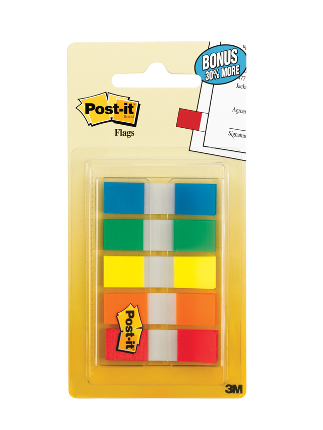 3M Postit Flag 6835CF 5 colors 100 Flags 11 x 43mm Office Warehouse