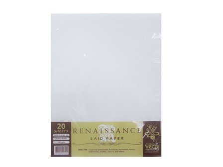 Veco Renaissance Laid Paper White 100gsm LTR 20s