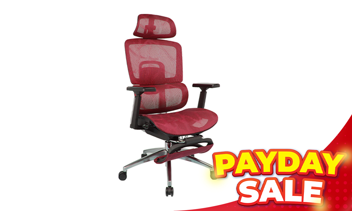 Executive Chair L97 Mesh with Footrest Burgundy (SRP PHP 14,995.00)
