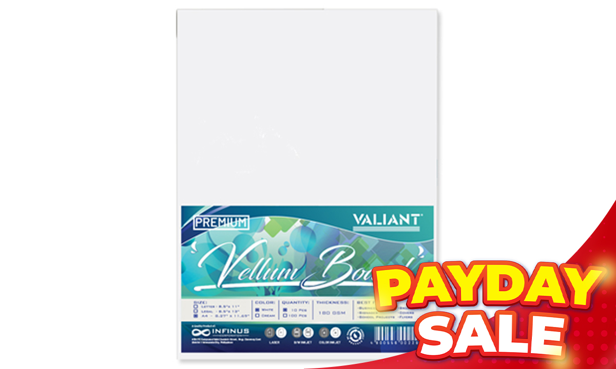 Valiant Premium Vellum Board Paper 180gsm A4 10s (SRP PHP 36.00)