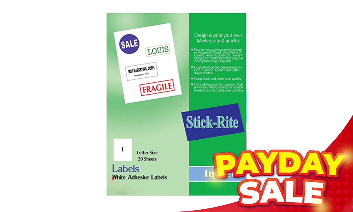 Stick-Rite Sticker Paper Inkjet 10s White (SRP PHP 53.00)