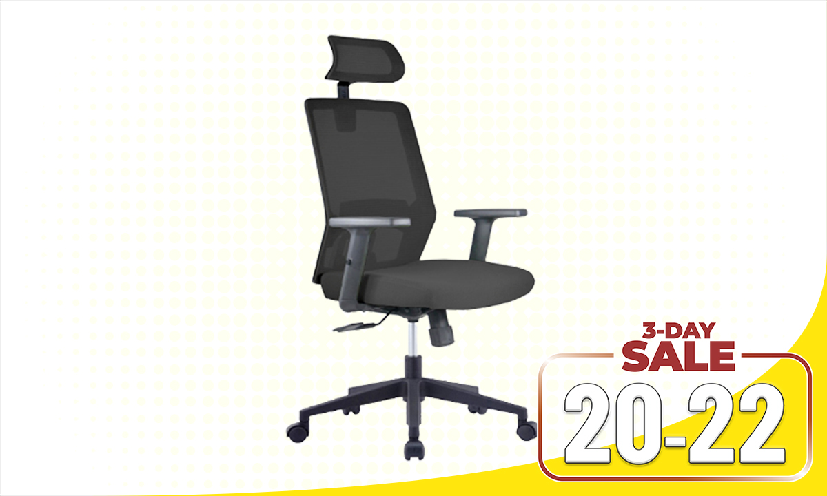 EXECUTIVE CHAIR T820N3E MESH WITH HEAD REST BLACK (WAS PHP 8,495.00)