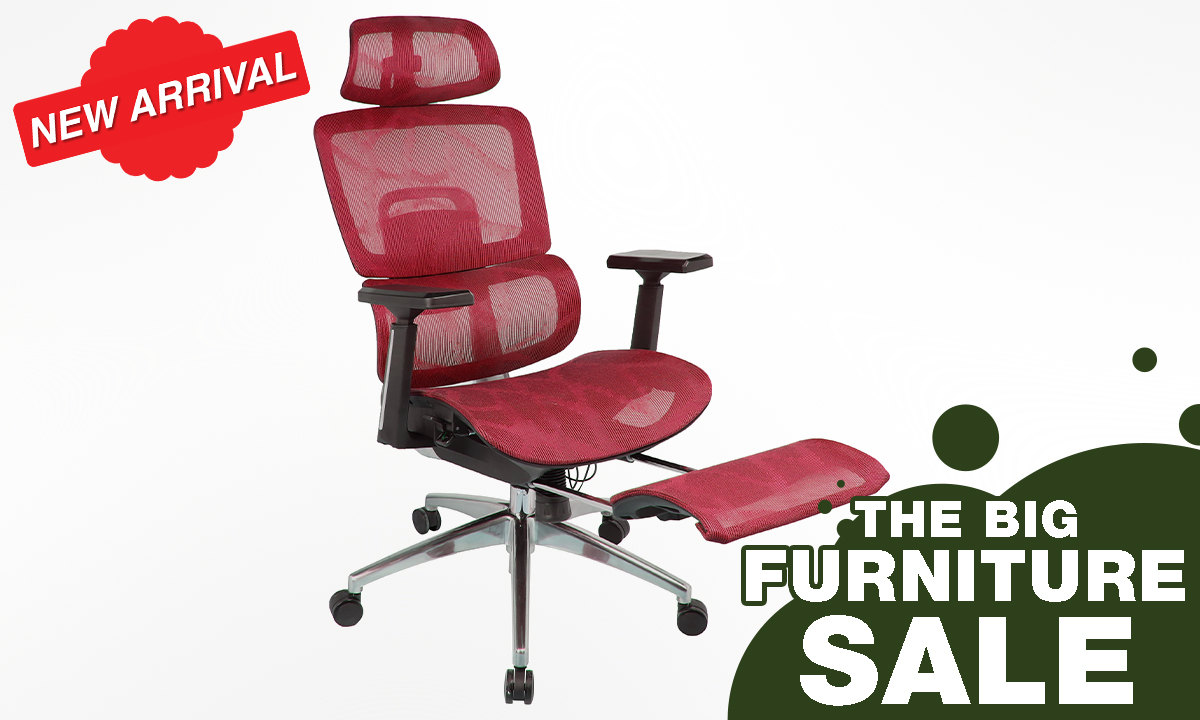 EXECUTIVE CHAIR L97 MESH WITH FOOTREST BURGUNDY (WAS PHP 14,995.00)