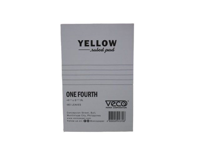 Veco Yellow Ruled Pad 1/4 Size 80 Leaves