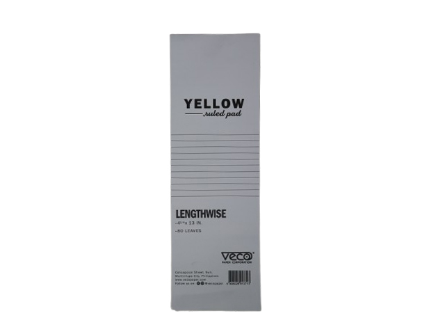 Veco Yellow Ruled Pad 1/2 Lengthwise