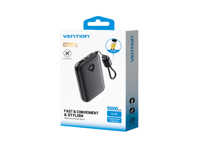 Vention 10000mAh Power Bank 22.5W Black