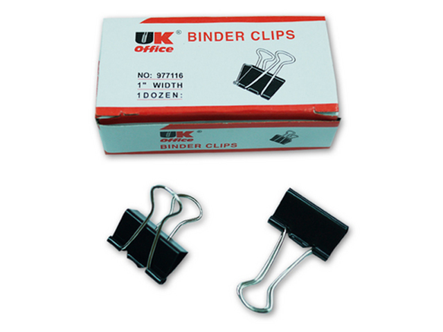UK Office Binder Clip 12/Box Black 1