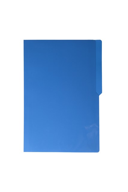 UK Office Folder Pre-punch w/Plastic Legal Blue