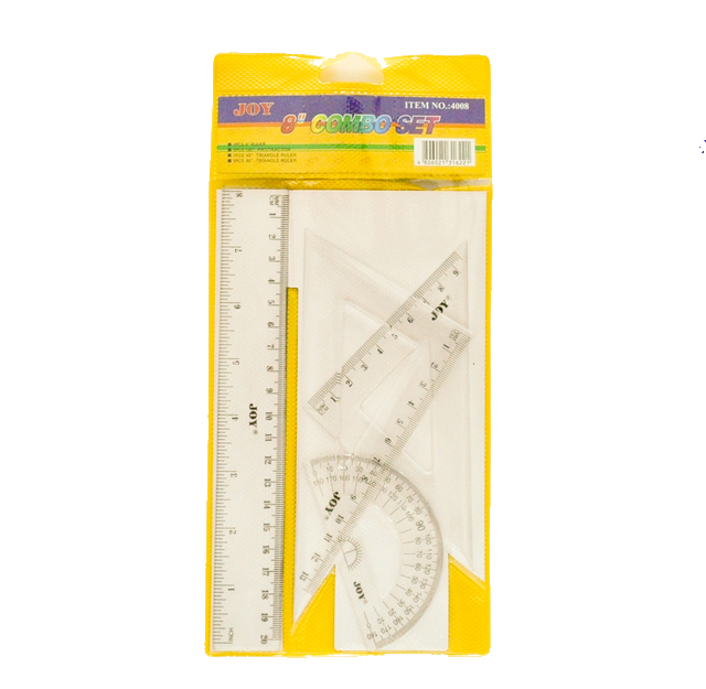 Joy Combo Math Ruler Set 4008 4pcs Clear 8