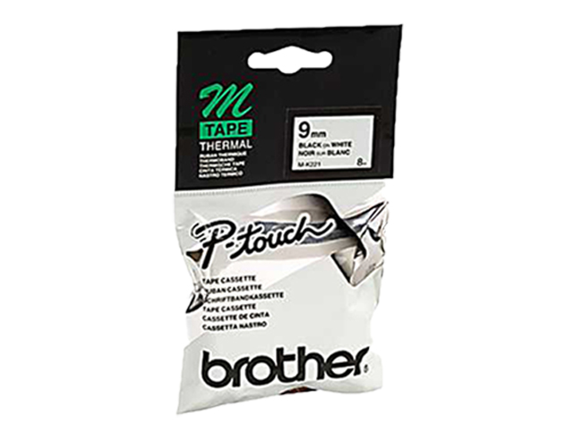 Brother MK-221 Label Tape Black on White 9mm