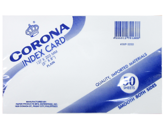 Corona Index Card 5x8
