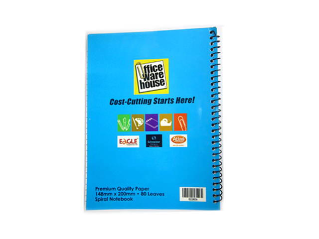Office Warehouse Spiral Notebook w/Plastic 80LVS Asstd 