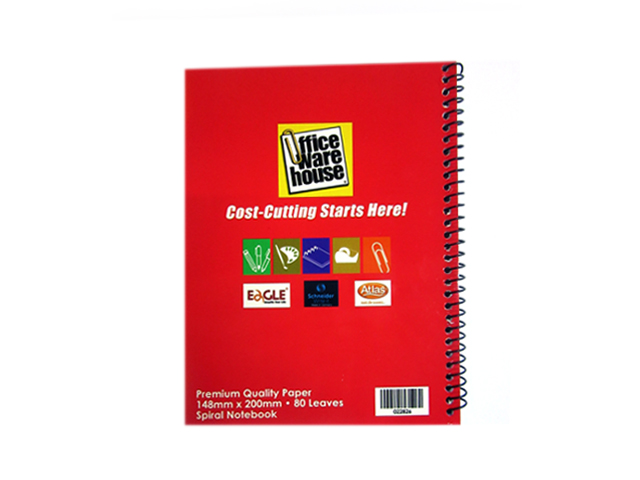 Office Warehouse Spiral Notebook w/Plastic 80LVS Asstd 