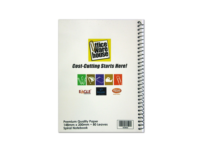 Office Warehouse Spiral Notebook w/Plastic 80LVS Asstd 