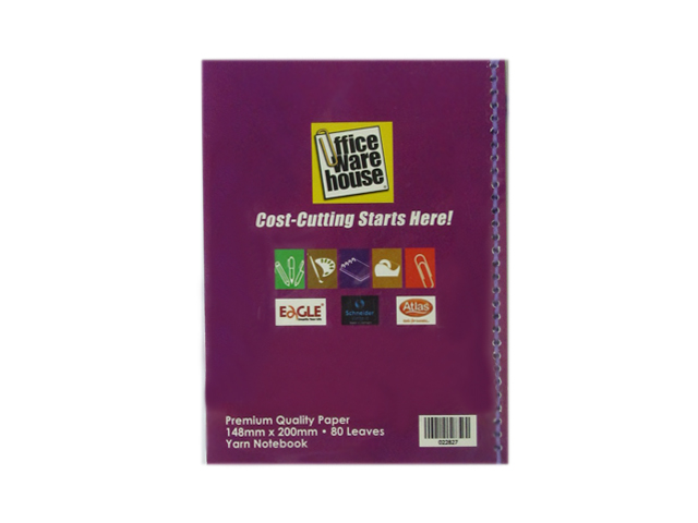 Office Warehouse Notebook Yarn Ccoded w/Plastic 80/Leaves 