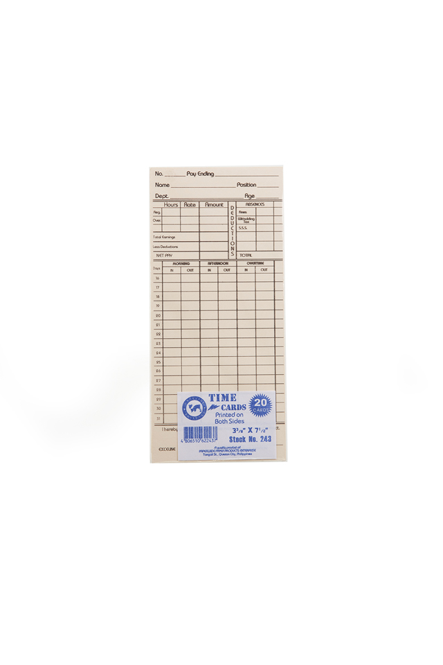 Exceline Time Card US Tag #243 Cream 20's