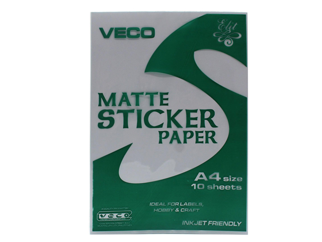 Veco Sticker Paper Matte White A4