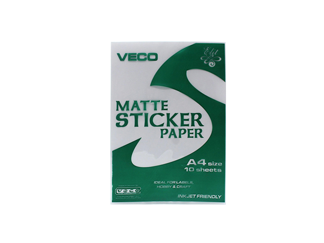 Veco Sticker Paper Matte White A4 10s