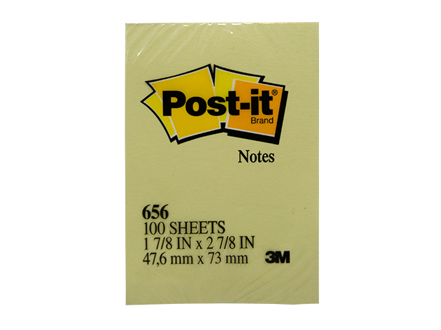 3M Post-it Note 656 100's Yellow 2 x 3