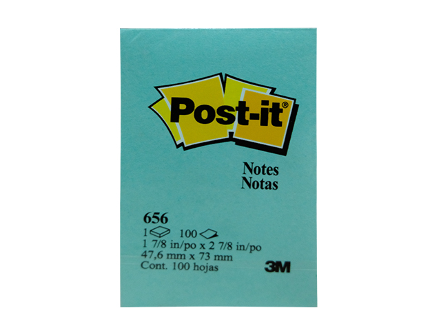 3M Post-it Note 656 100's Blue 2 x3 