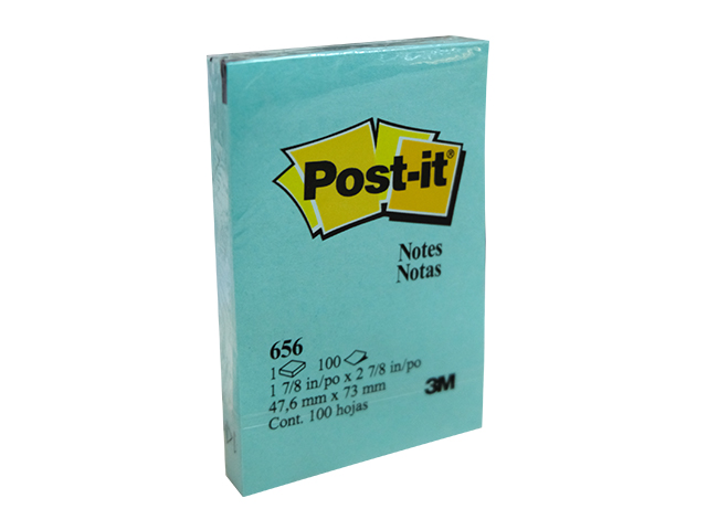 3M Post-it Note 656 100's Blue 2 x3 