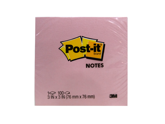 3M Post-it Note 654 100's Pink 3 x 3
