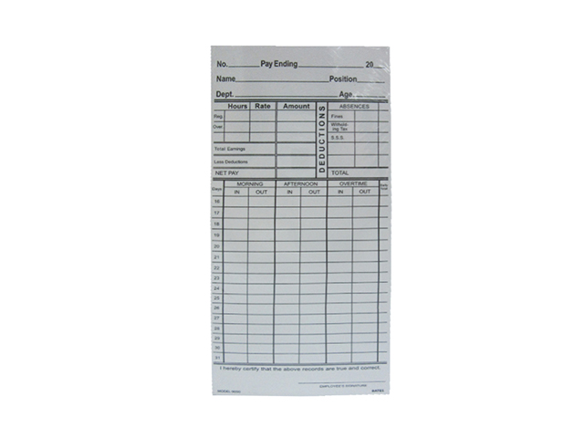 NonBrand Time Card for Model-9000 White 100s