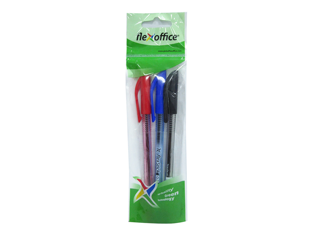 Flexoffice FlexStick Ballpen 0.5mm Asstd 3s