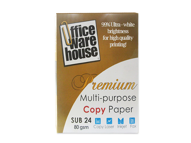 Office Warehouse Premium Copy Paper Sub-24/80gsm A4 500s