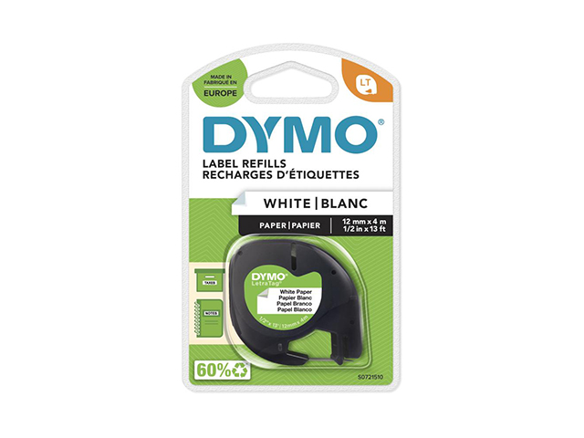 Dymo LetraTag Tape 91200 Paper Wht