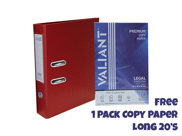 Valiant Lever Archfile Legal Red w/ Free 1 Pack Copy Paper 20s ^^