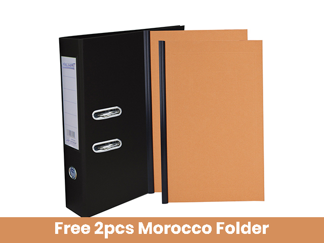 Valiant Lever Archfile Legal Black w/ Free 2 pcs Morocco Folder **