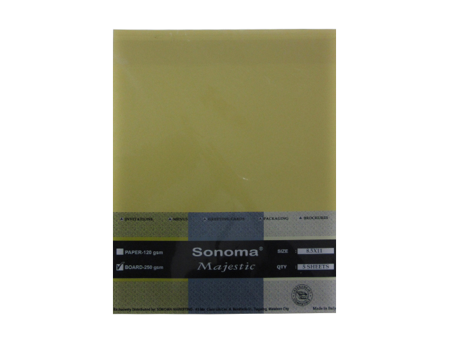 Sonoma Majestic Board Paper 250gsm 5s Letter M. Yellow