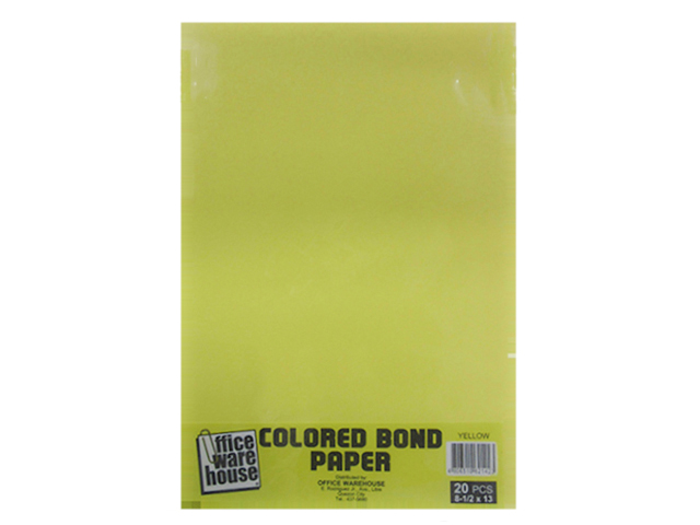 Office Warehouse Colored Bond Paper Lgl 20s Yellow