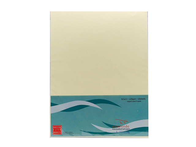 Prestige Concorde Laid Specialty Paper LYellow 220gsm LTR 10s