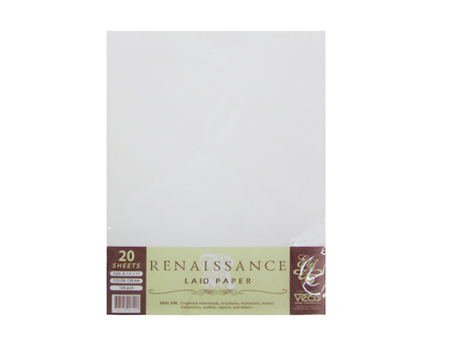 Veco Renaissance Laid Paper Cream 100gsm LTR 20s