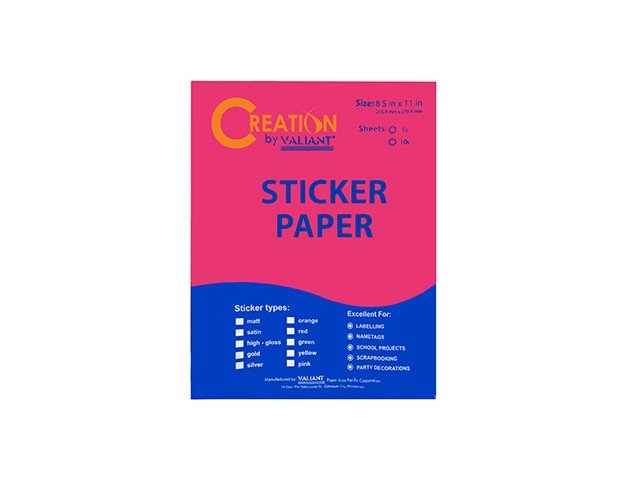 Creation Sticker Paper Fluorescent Pink Ltr 5s