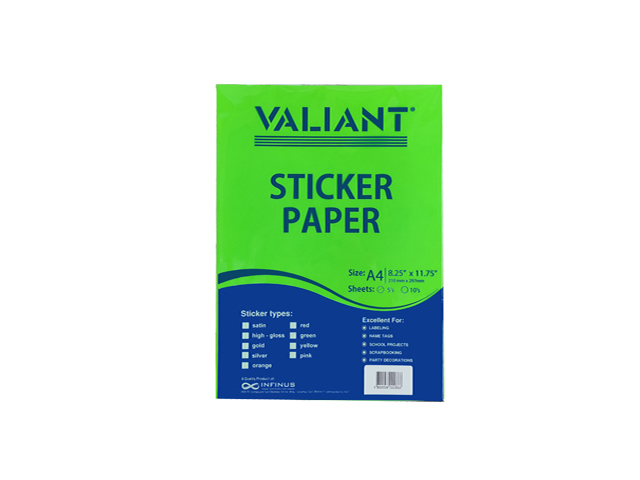Valiant Sticker Paper A4 Fluorescent Green 5s