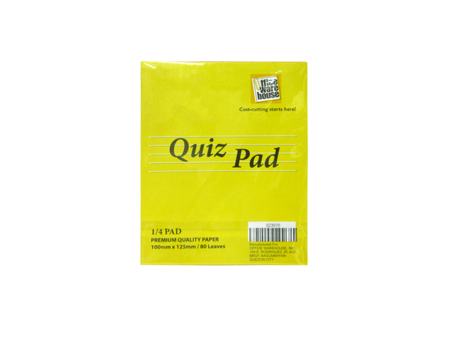 Office Warehouse 1/4 Quiz Pad 80 Leaves 2s