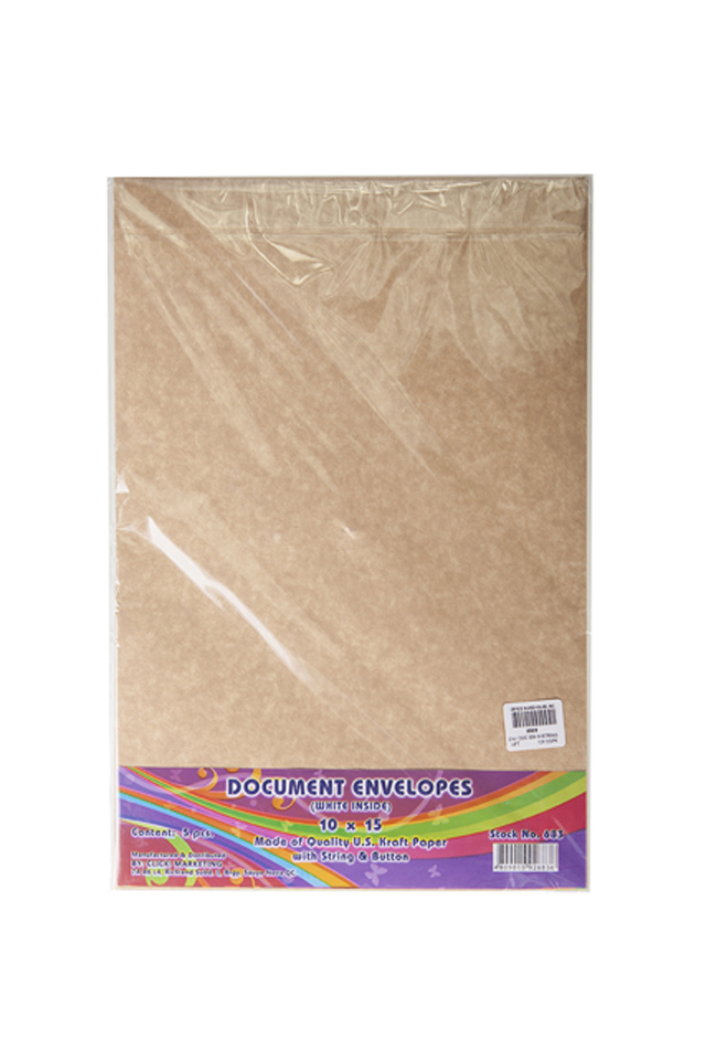 Document Envelope DOCU004 with String Kraft White 5-Pack 10 x 15