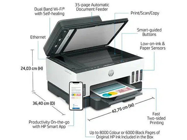  HP Smart Tank 750 Wi Fi Duplexer AIO Ink Tank Printer