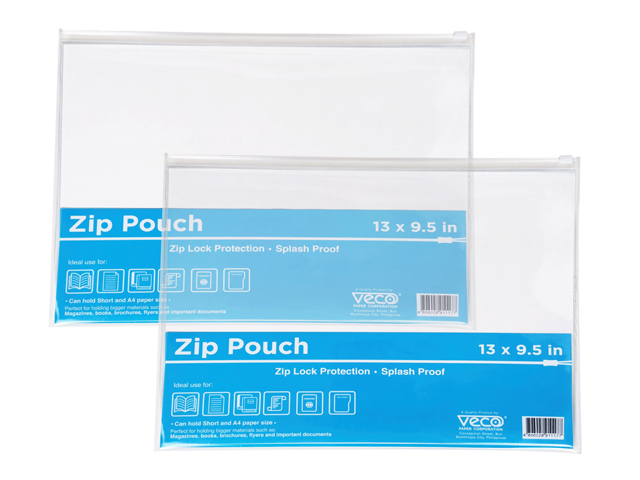 Veco Envelope Zip Pouch Clear 13x9.5