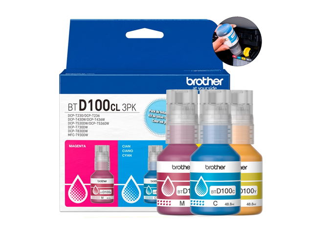 Brother BTD100CL Ink Bottle Cyan, Magenta & Yellow