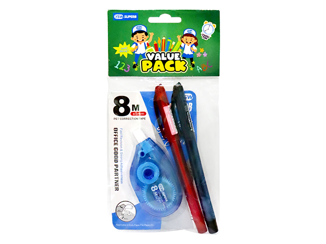 Superb Correction Tape and Gel Pens GP-318 Value Pack 3s