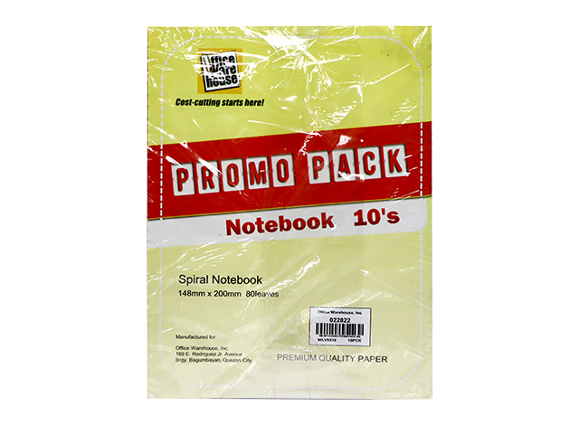 Office Warehouse Spiral Notebook Promo Pack 10s
