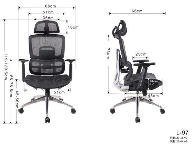 Executive Chair L97 Mesh with Footrest Blue