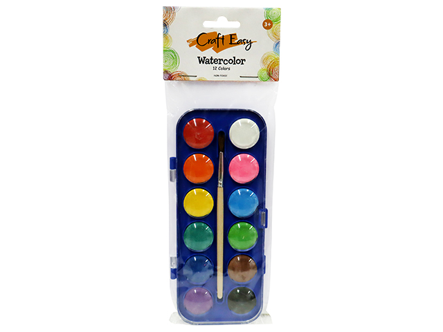 Craft Easy Watercolor with Paintbrush Set 12 Colors Small 