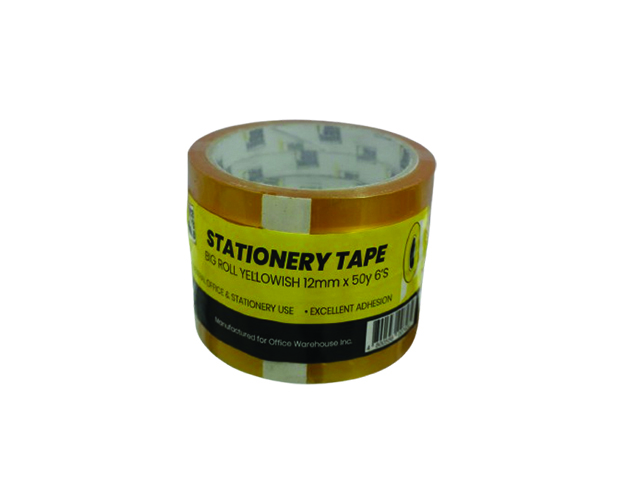 3Core Yellow Cellophane Tape 12mm x 50 Yards (6 Rolls)