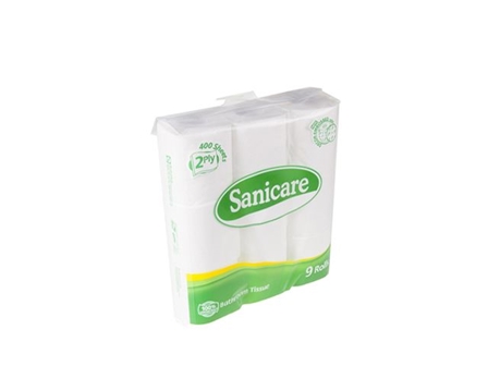 Sanicare Tissue Toilet Paper 2 ply 9/pack