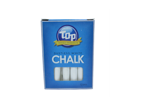 Top Dustless White Chalk CHA12W 12s